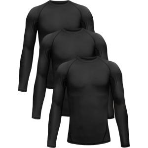 TELALEO 4, 3, 2, 5/1 Pack Boys’ Girls’ Compression Shirts Youth Long Sleeve Undershirt Sports Moisture Wicking Baselayer(3black)