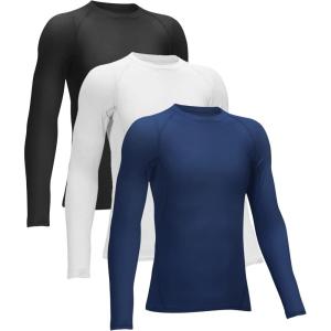 TELALEO 4, 3, 2, 5/1 Pack Boys’ Girls’ Compression Shirts Youth Long Sleeve Undershirt Sports Moisture Wicking Baselayer(Black/White/Navy)