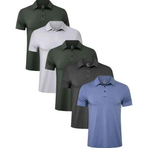 TELALEO 4/5 Pack Mens Polo Shirts Quick Dry Short Sleeve Golf T Shirt Performance Moisture Wicking Casual Workout(Setf(5 Pack))