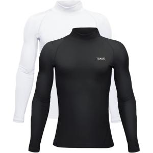 TELALEO Boys Girls Thermal Compression Shirt Youth Long Sleeve Top Fleece Lined Turtle Neck Athletic Base Layer Undershirt(Black/White(turtle Neck))