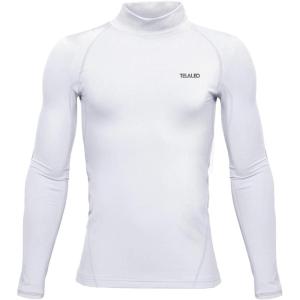 TELALEO Boys Girls Thermal Compression Shirt Youth Long Sleeve Top Fleece Lined Turtle Neck Athletic Base Layer Undershirt(White(turtle Neck))