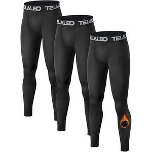 TELALEO Boys Fleece Lined Thermal Compression Leggings Youth Cold Base Layer(3 Black)