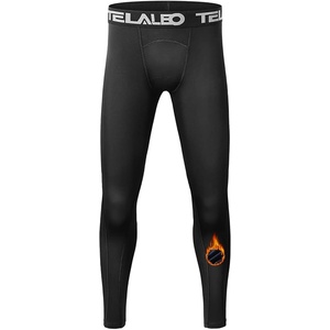 TELALEO Boys Fleece Lined Thermal Compression Leggings Youth Cold Base Layer(Black Fleece Inner)
