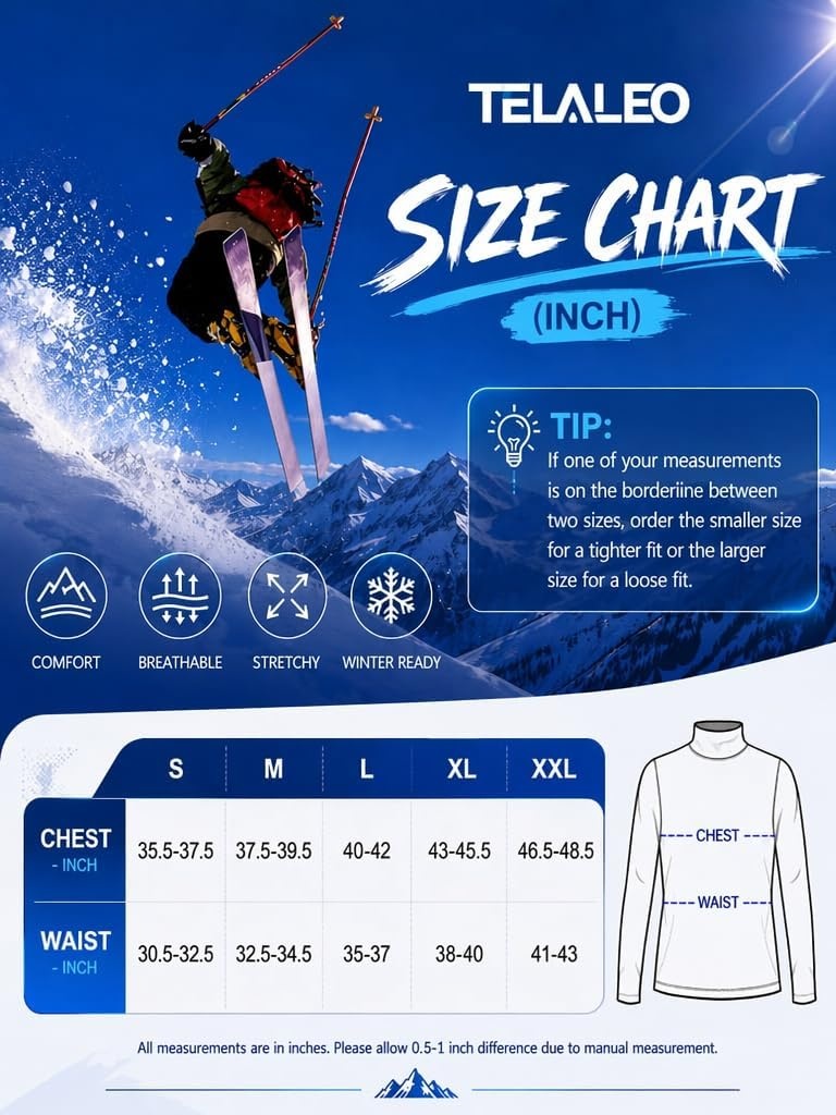 image:image5 Pack Mens Thermal Compression Shirts Fleece Lined Turtle Mock Neck XXL Micro fleece lined moisture wicking lightweight tagless quick dry 4 way stretch elastic fabric winter gear loungingBlackBlackgWhite5 Pack