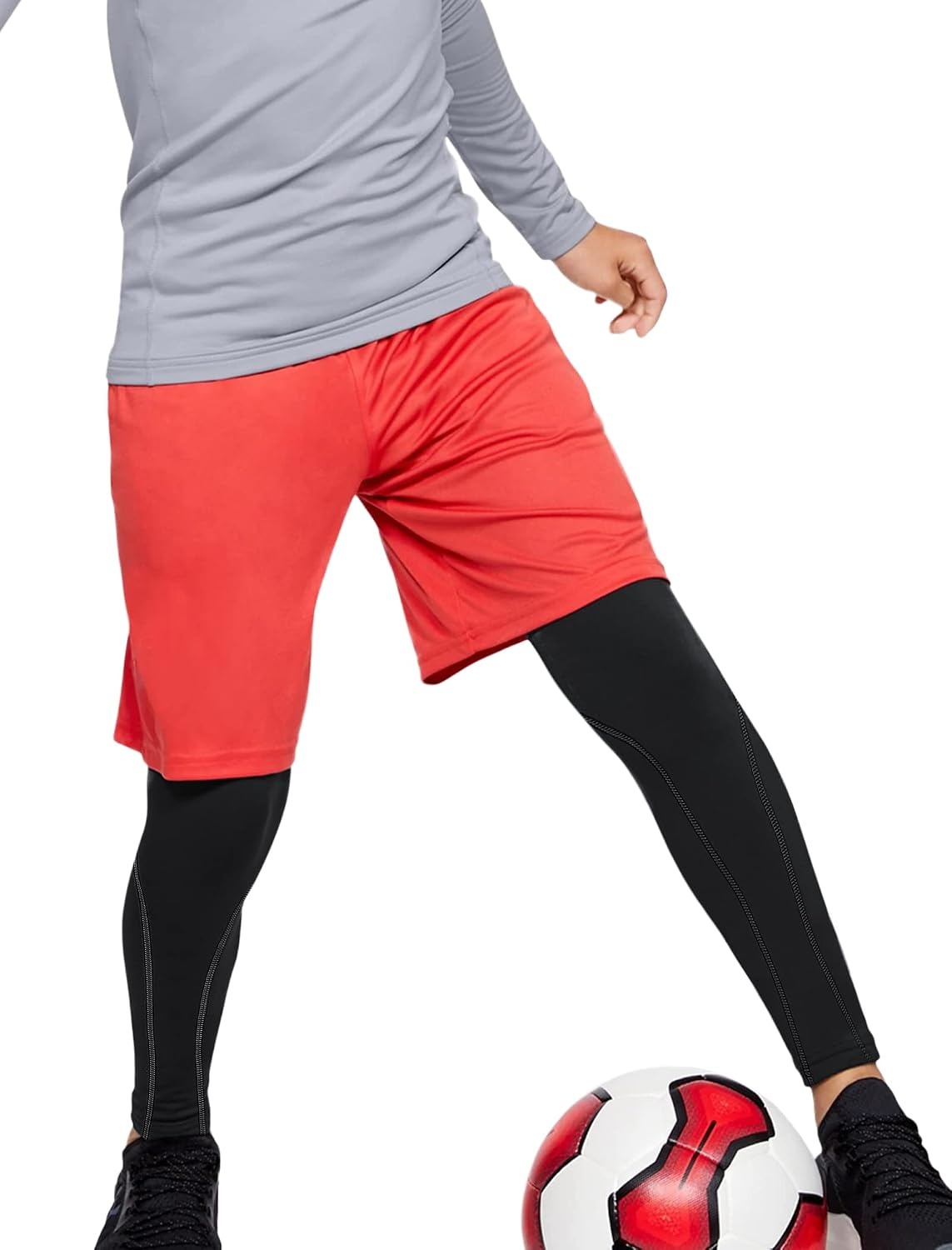 image:imageTELALEO Youth Football Pants Boys Compression Leggings Tights Base Layer Football practice pants and compression tights for boys moisture wicking youth athletic leggings for hockey baseballBlack Grey Blue 3 Pack