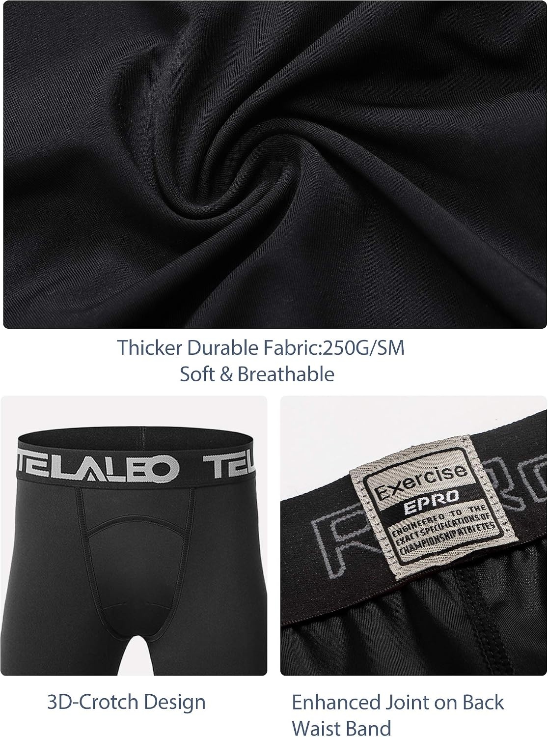 image:imageTELALEO Youth Football Pants Boys Compression Leggings Tights Base Layer Football practice pants and compression tights for boys moisture wicking youth athletic leggings for hockey baseballBlackwhite2pcs
