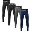 TELALEO Youth Football Pants Boys Compression Leggings Tights Base Layer | Football practice pants and compression tights for boys; moisture wicking youth athletic leggings for hockey baseball(2black/Grey/Blue (4pack))