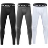 TELALEO Youth Football Pants Boys Compression Leggings Tights Base Layer | Football practice pants and compression tights for boys; moisture wicking youth athletic leggings for hockey baseball(Black Grey White 3 Pack)