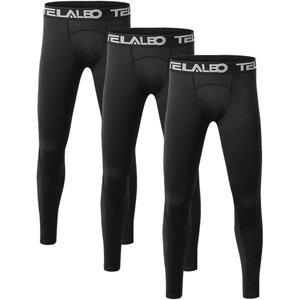 TELALEO Youth Football Pants Boys Compression Leggings Tights Base Layer | Football practice pants and compression tights for boys; moisture wicking youth athletic leggings for hockey baseball(3 Black)