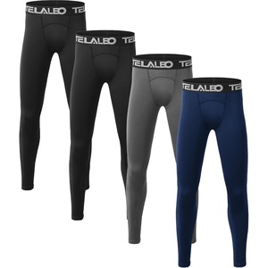 TELALEO Youth Football Pants Boys Compression Leggings Tights Base Layer | Football practice pants and compression tights for boys; moisture wicking youth athletic leggings for hockey baseball(2black/Grey/Blue (4pack))
